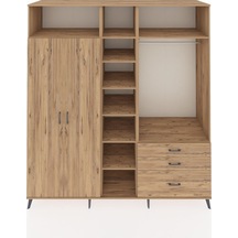 Kronos Dolap 9 Raflı 3 Çekmeceli 2 Askılı 220x59x243 Çam-çam/çam Atlas Çam/atlas Çam