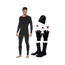 Bonbonetti Termal Içlik Seti Alt Üst Içlik Boyunluk Bere Eldiven Çorap Siyah M Siyah