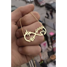 925 Ayar Gümüş 24 Ayar Altın Kaplama İsimli Sonsuzluk Kolye Gold