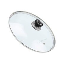 Tencere Sahan Tava Cam Kapağı Kapak 16 Cm Siyah Tutma Tepesi