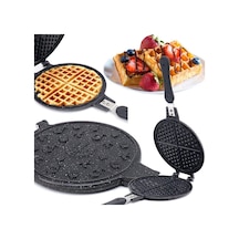 Taşhan Lüx Granit Waffle Tavası, Bakalit Sap, Ocak Üstü, Dayanıklı Ve Şık Tasarım