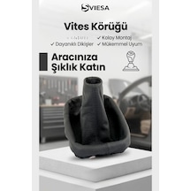 Vites Körüğü Siyah Dikişli Deri - Tüm Araçlarla Uyumlu Siyah Vites Kılıfı Vites Körük Siyah Mat