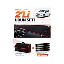 E-biz Honda Jazz 2018-2020 Uyumlu Torpido Örtüsü + Tay Tüyü Bagaj Çantası - Siyah-kırmızı - Ho019
