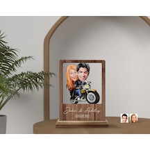 BK Gift Kişiye Özel Sevgililer Karikatürlü Ahşap Standlı Biblo, S