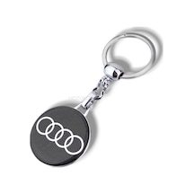Yüksek Kaliteli Siyah Audi Logolu Damla Baskılı Şık Hediyelik Araç Anahtarlığı