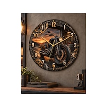 Motor Temalı 45 Cm Ahşap Sessiz Akar Mekanizmalı Uv Baskılı Dekoratif Duvar Saati Hediyelik 1112 Çok Renkli