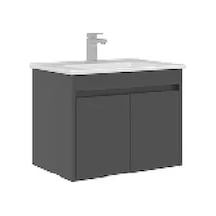 Orka Arno 65 Cm Parlak Antrasit Kapaklı Banyo Dolabı Alt Modül Lavabo Antrasit