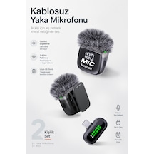 Kensa 2 Li Kablosuz Yaka Mikrofonu Type-c İphone Android Uyumlu