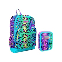 Coral High Yeşil Mor Leopar Kız Çocuk Okul Çantası Ve Organizer Kalemlik Seti 23769 11143 Mor - Yeşil