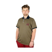 Mode Xl Büyük Beden T-Shirt Polo Stay Positive 21309 Haki 001