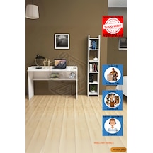 Tamamı Mdf Boy Kitaplıklı 6 Raflı Modern Çalışma Odası Seti