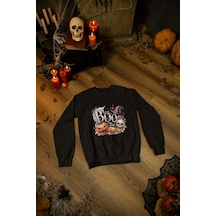 Magors Stıl-x Happy Halloween - Cadılar Bayramı Baskılı Unısex Çocuk Sweatshırt Siyah