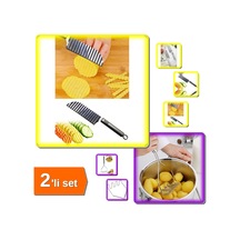 Tırtıklı Patates Kesme Bıçağı Dilimleyici + 27 Cm İnox Metal Paslanmaz Patates Ezici - 2li Set N1h8c Diğer Tırtıklı Patates Kesme Bıçağı Dilimleyici + 27 Cm İnox Metal Paslanmaz Patates Ezici - 2li Set N1h8c Diğer