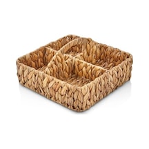 El Yapımı Hasır Saplı Kare 4 Bölmeleli Düzenleyici Organizer, Banyo, Mutfak Ve Yemek Masası İçin, 28cm 28cm 8cm Diğer