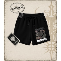 Tarzsokak Gotik & Grunge Streetwear Meouw Meouw Meouw Unisex Şort Siyah