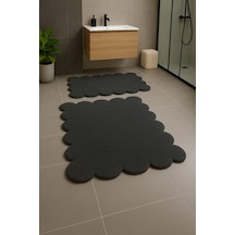 Buççin Online Mağaza Modern Dekoratif Kaymaz Taban Papatya Şekilli Dekoratif Banyo Paspası Klozet Takımı 80x120-50x80 Cm Çok Renkli