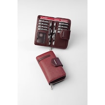 Cengiz Pakel Orta Boy Desenli Kadın Cüzdan - 65256a - Bordo 65256a-bordo