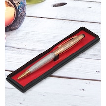 BK Gift Kişiye Özel İsimli Rose-Gold Taşlı Touchpen Metal Tükenme
