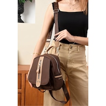 Just Polo Günlük Kombinlere Uygun Kadın Orta Boy Ayarlanabilir Askılı Şık Lakost Sırt Çantası Shopper Kahverengi - Vizon