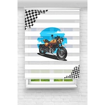 Perdecizade Enxboy Motorsiklet1 Dijital Baskılı Zebra Perde-cocuk Odası-stor Perde Renkli