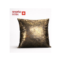 Smarto Relaxvdolgulu Kırlent Tekli Antibakteriyel Desenli Dekoratif 45x45 Cm Siyah - Altın