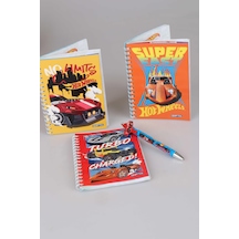 Yeni Sezon Lisanslı Hot Wheels Spırallı A6 Çizgili Not Defteri / Bloknot Ve 0.7 Versatil Uçlu Kalem 2'lisi Ahşap