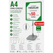 10 Adet - A4 Ayaklı Fiyat Etiketlik Teleskopik Borulu Çerçeve Etiketlik Yönlendirme Levhası Menü Panosu Yeşil