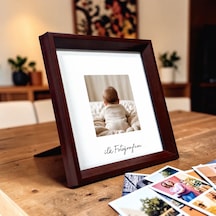 İlk Fotoğrafım Çerçevesi - 20x20 Paspartulu Fotoğraf Çerçevesi Kahverengi Renk