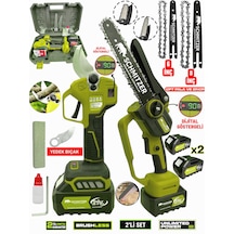Schmıtzer S-2lıbudama Pro Set 21v Çelik Şanzuman 2 Pala Ve Zincir Şarjlı Dal Ağaç Kesme Bağ Budama Makas Testere