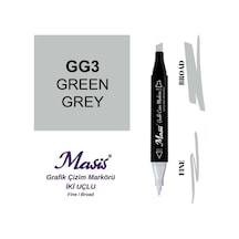 Çift Uçlu Marker Grafik Çizim Kalemi Gg3 Yeşilimsi Gri