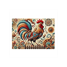 Detaylı Horoz Deseni Desenli Mdf Tablo