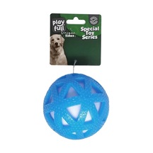 Playfull Işıklı Üçgen Desenli Plastik Top Köpek Oyuncağı 7,5 Cm Mavi