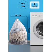 LBag | Çamaşır Yıkama Filesi İpli 40x60 Cm | Çorap Perde Filesi Beyaz