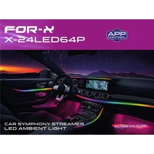 For-x X-24led64p 64 Renk Sesli Komutlu Oto Ambians Aydınlatması Led Araç İçi Loj Işık