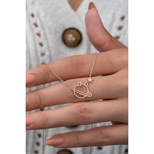 Papatya Silver Büyük Boy Gezegen Kolye Rose Altın Kaplama 925 Ayar Gümüş UVPS100863