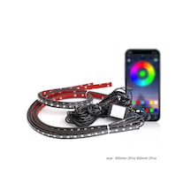 Geeksen Uygulama Kontrollü Akıllı Renk Değiştiren Araç Altı Led Şerit 4'lü Set Tüp Işık Çok Renkli