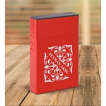 Bk Gift Kişiye Özel Kırmızı Slim Boy Metal Sigara Kutusu-10 Siyah