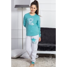 Vienetta Kız Çocuk O Yaka Manşetli Pijama Takım 4027M,3-7 Yaş