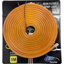 Neon Şerit Led 12v 8x16 Mm 5 Metre Kesilebilir Bağlantı Aparatlı Turuncu / Laam438