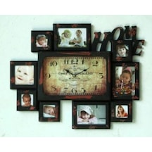 MUTFAK SAATLERİ SERİSİ-MB FOTOĞRAF ÇERÇEVELİ KOYU DUVAR SAATİ Ahşap