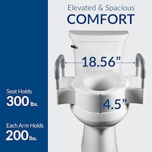 Rise 11,5 Cm 4,5 İnç Çift Kilitli Ve Güvenlik Kollu Klozet Kapağı, Beyaz Açık Ahşap