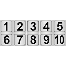Metal Kapı,masa,dolap Numarası 3,5cmX3,5cm 10 Adet (1..10) Gümüş Renk Metal