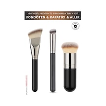 Trio Sentetik Kıllı Makyaj Fırça Seti, Fondöten, Kapatıcı Ve Allık Kabuki Fırçası, 3'lü Set Çok renkli