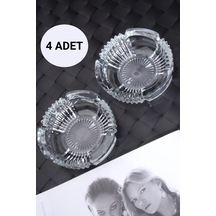 4 Adet Cam Kristal Lüks İpek Küllük - Kül Tablası - Yuvarlak Kül Tabağı Cam Turuncu Yuvarlak
