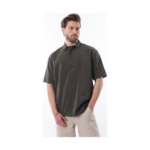 Madmext Haki Oversize Rahat Kesim Kısa Kollu Gömlek 6744