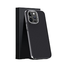 Joko Apple iPhone Uyumlu 15 Pro Max - Kılıf Aramid 600d Kevlar Karbon Fiber Magsafe - Kapak - Gri