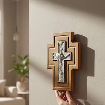 Epoksi Kanallı El Yapımı Ahşap Haç , Karanlıkta Parlayan Epoksi Sanatı, Hristiyan Ev Dekorasyonu 95527388