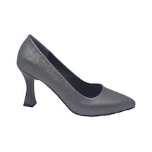 Zerhan 801 Kadın Platin Pırıltılı Kadeh Topuk Stiletto Ayakkabı Platin