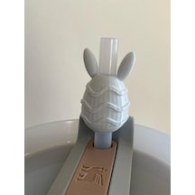 Tavşan Kulaklı Sürpriz Yumurta Model Pipet Süsü Quencher Termos Uyumlu Pembe