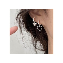Lunarie Kalp Charm Kontur Halka Küpe Bijuteri Vintage Antialerjik Gümüş